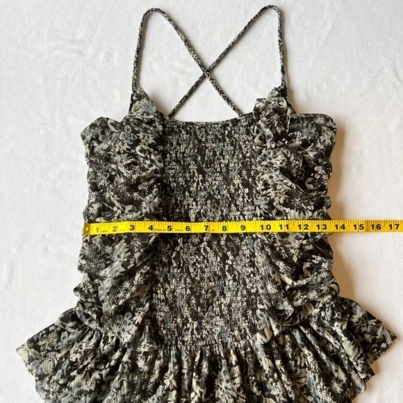 Free People smocked ruffle floral feminine tank - Picture 9 of 11